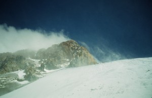 Summit of Aconcagua on a relatively mild day, December 24th, 1991.